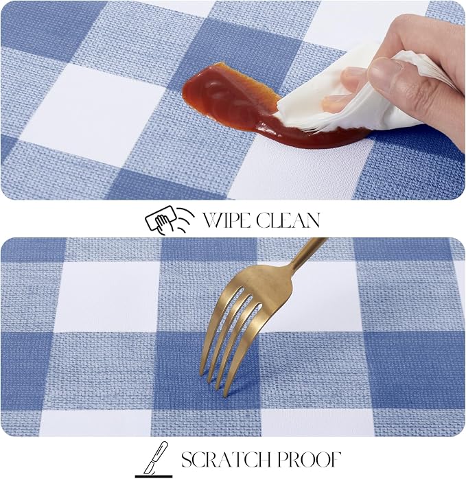MOSAYT Rectangle Vinyl Tablecloth, 100% Waterproof Buffalo Gingham Plastic - Image 5