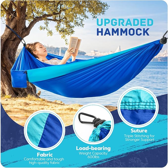 Hammock in Blue, Extra Large 106 x 55 Inch, 600 lb Capacity