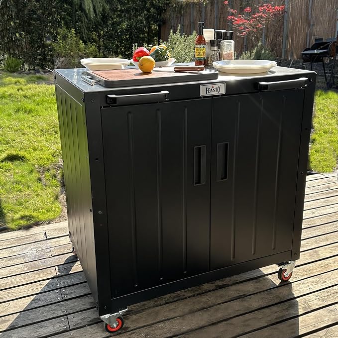 Grill Table, Outdoor Bar Cart Grill Cart - Image 2