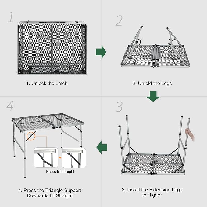 RedSwing Portable Grill Table for Outside, Aluminum Folding Grill Stand Table - Image 7