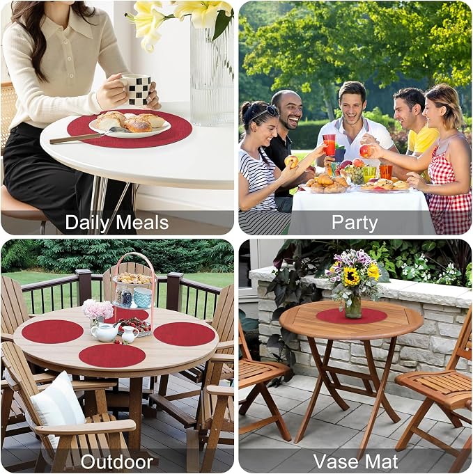 Homaxy Round Faux Leather Placemats and Coasters, Washable Dual-Side Table Mats - Image 5