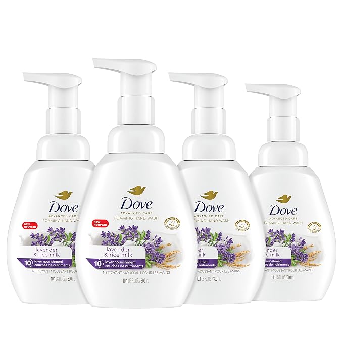 Dove Foaming Hand Wash Lavender & Rice Milk Pack of 4 Protects Skin from Dryness by Dove