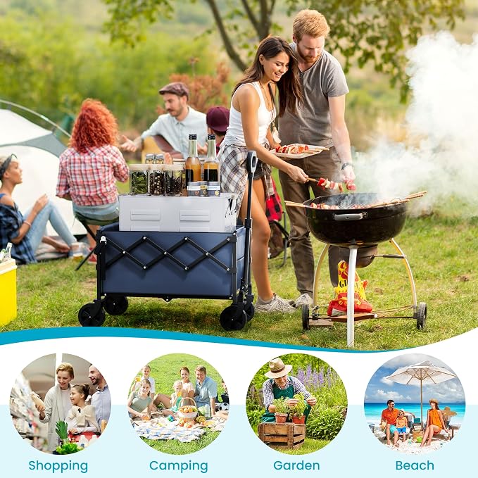 Collapsible Wagon with Tailgate, Wagons Carts Foldable with 350lbs Capacity - Image 2