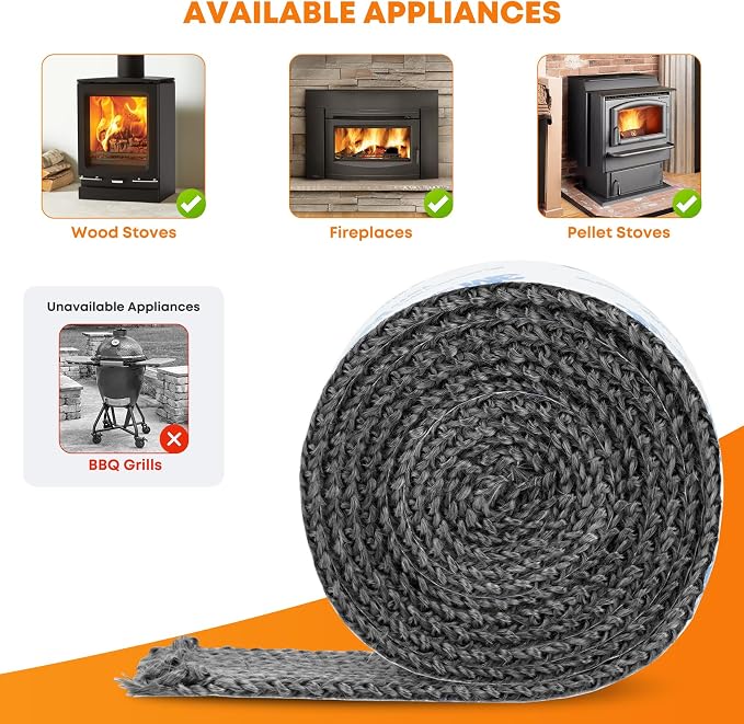 Stanbroil Stove Gasket Tape, 1/4" Thick, High Temperature Fiberglass Gasket Tape - Image 4