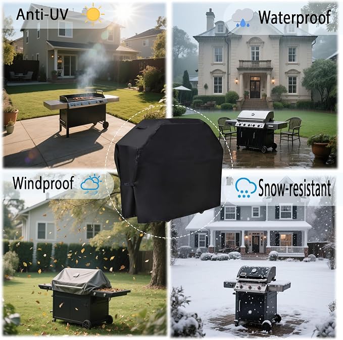 Grill Cover 58 inch BBQ Grill Cover Reinforced Corners & Windproof Clips - Image 3