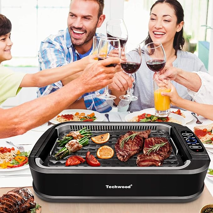 Indoor Grill, Techwood 1500W Smokeless Electric Grill - Image 6