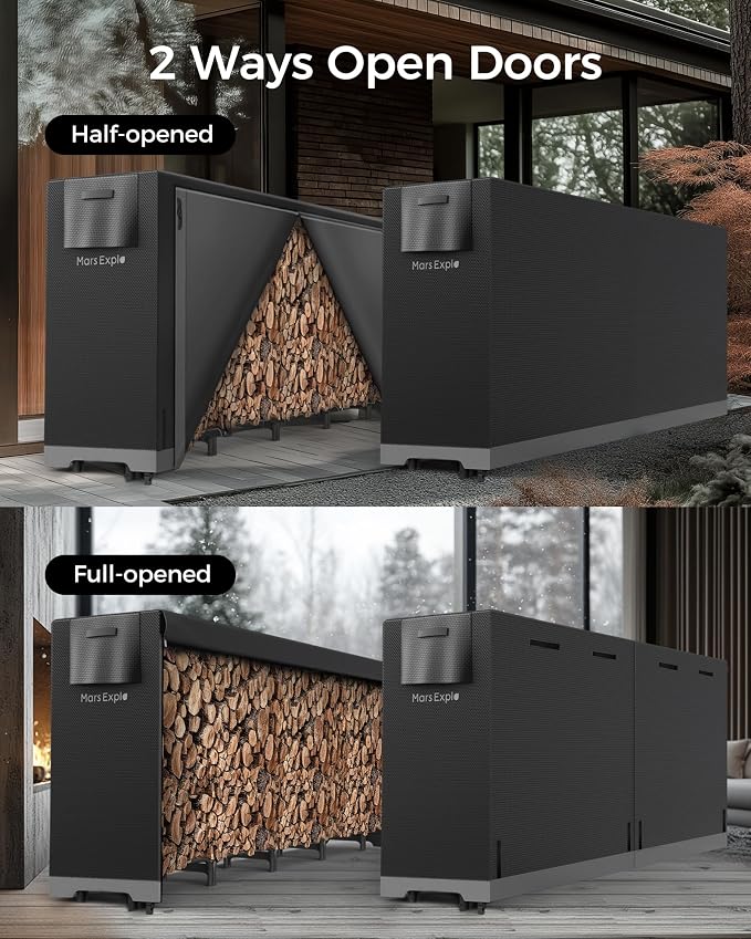 8ft Firewood Rack Outdoor with Cover, Heavy Duty Wood Racks Outdoor - Image 4
