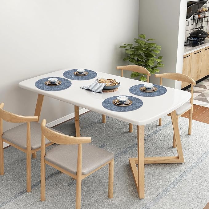 Homaxy Round Faux Leather Placemats and Coasters, Washable Dual-Side Table Mats - Image 9