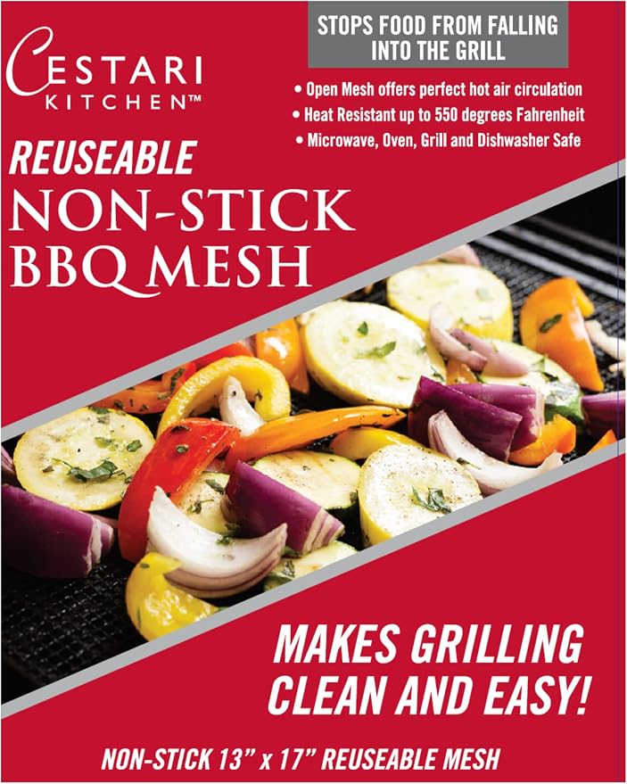 Cestari BBQ Grill Mats Non Stick Grill Toppers- Extra Large Cut to Fit by Cestari