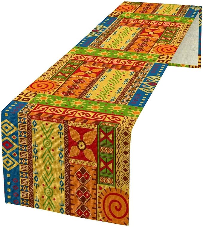 African Totems Table Runner, African American Kwanzaa Black History Month by Unknown