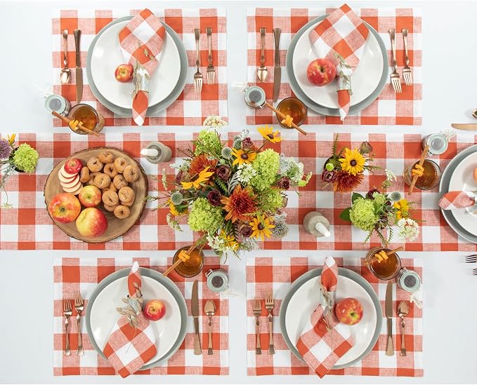 Solino Home Linen Checkered Table Runner 120 Inches Long - Image 3