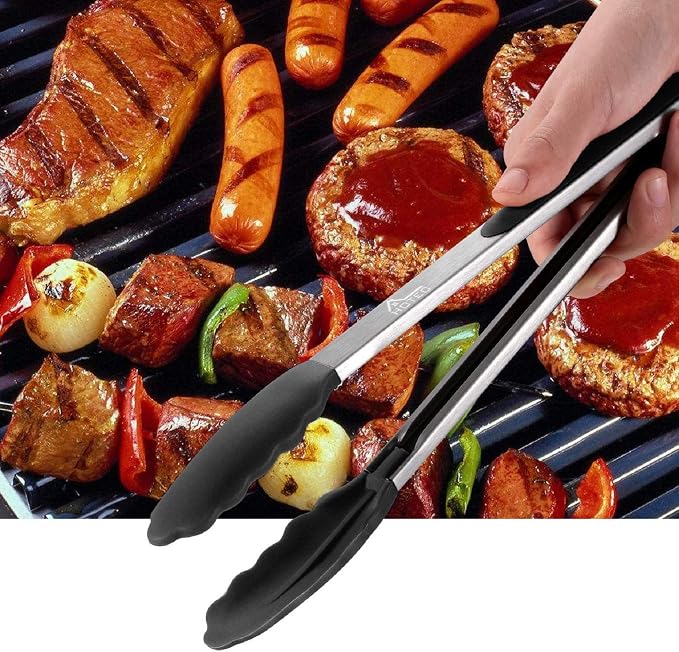 HOTEC Premium Stainless Steel Locking Kitchen Tongs - Image 5