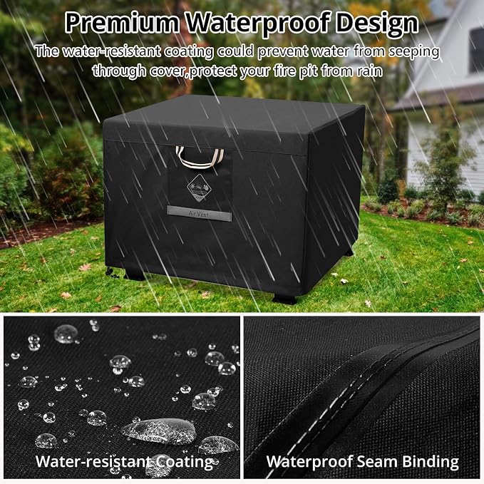 QH.HOME Fire Pit Cover Square Super Waterproof, UPF 50+ Fire Pit Cover Fading - Image 6