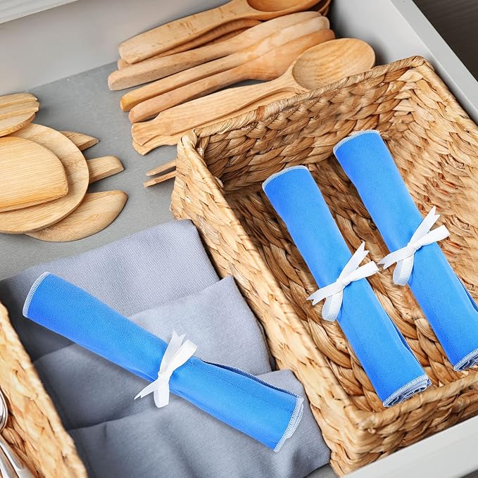Saintrygo 6 Pieces Anti Tarnish Silver Storage Bags silverware Blue Holder - Image 5