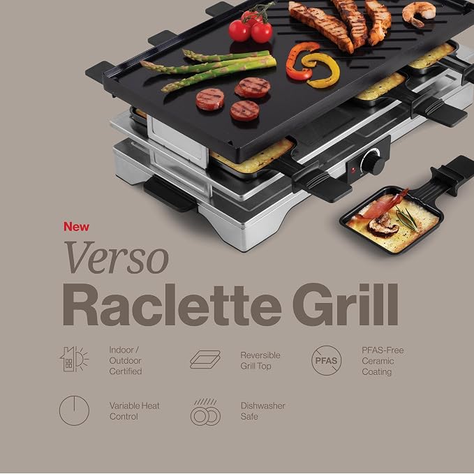 Swissmar Verso Indoor & Outdoor Raclette Grill - 1700W Electric Raclette Set - Image 2
