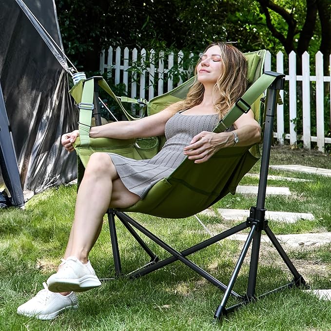 Hammock Camping Chair, Green, 400 lb Capacity, Padded Headrest