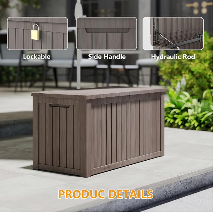 180 Gallon Outdoor Storage Box Waterproof, Resin Deck Boxes - Image 4