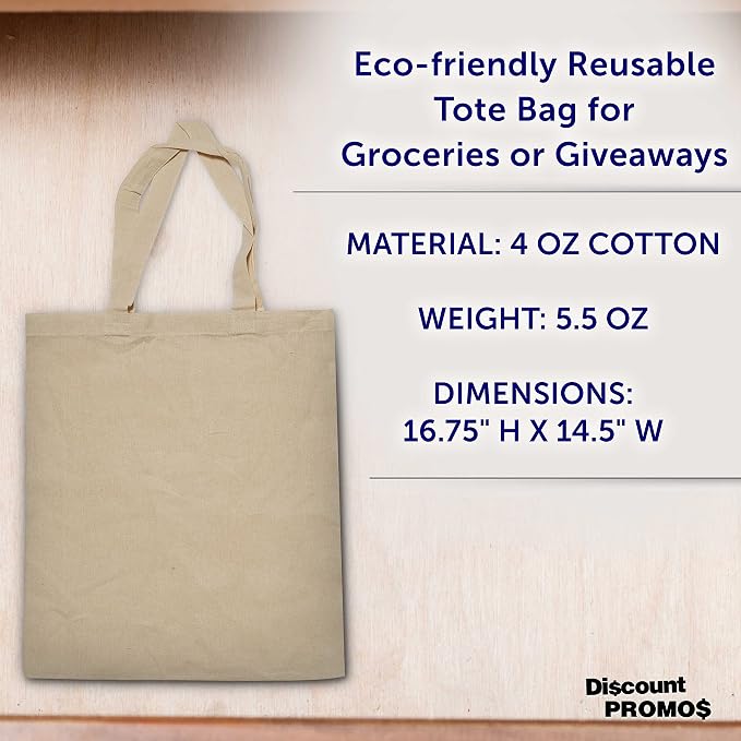 DISCOUNT PROMOS Cotton Canvas Tote Bags Set of 10, Bulk Pack - Image 4