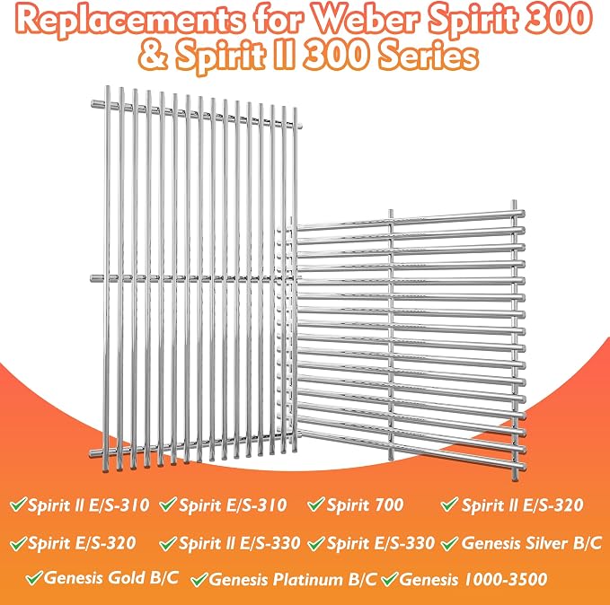 17.5" Grill Grates for Weber Spirit 300, Spirit 700, Genesis - Image 2