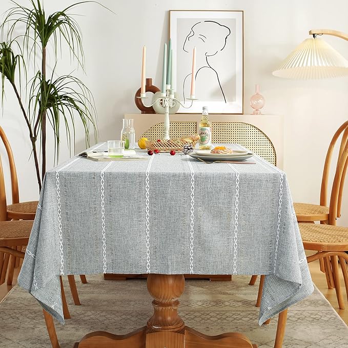 Chassic 60 x 84 inches Farmhouse Style Linen tablecloths, Wrinkle Resistant by Chassic