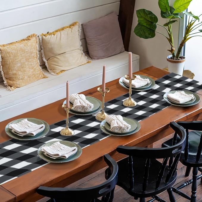 Fabric Checkered Table Runner 12 Pack Waterproof Gingham Table Runner 14W x - Image 7