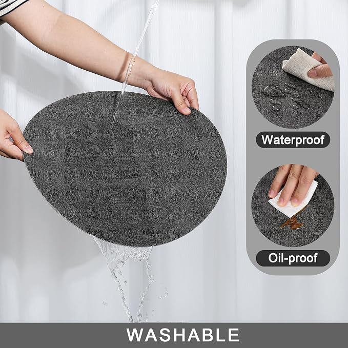 Myir JUN Round Placemats, Dual Sided Faux Leather Place Mats Set of 4 - Image 4