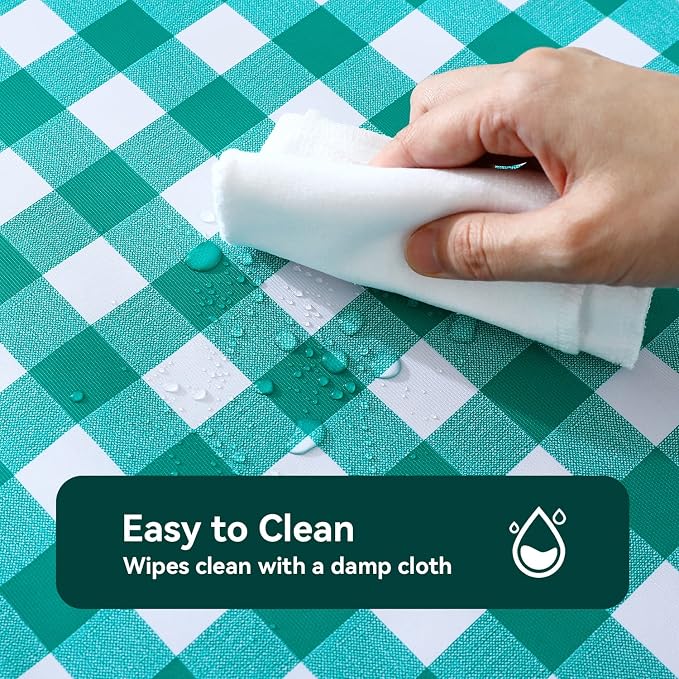 Romanstile Rectangle Vinyl Tablecloth, 100% Waterproof Buffalo Gingham Plastic - Image 2