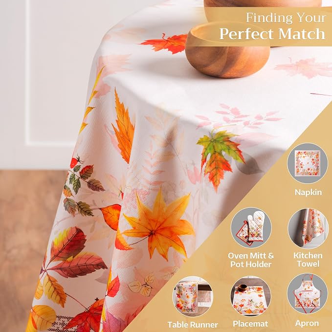 Maison d' Hermine Table Cloth Round Table 100% Cotton 63 Inches Fall Tablecloth - Image 5