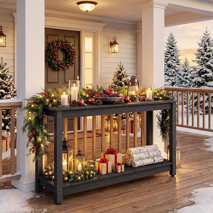 Outdoor Console Table, 440LBS Weight Capacity, 2-Tier Multifunctional Buffet - Image 2