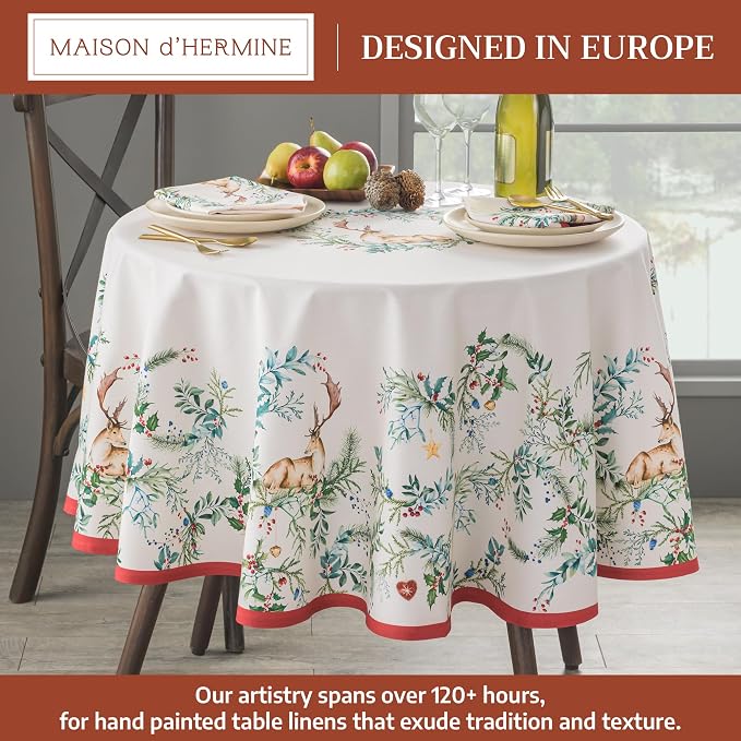 Maison d' Hermine Table Cloth Round Table 100% Cotton 69 Inches Fall Tablecloth - Image 2