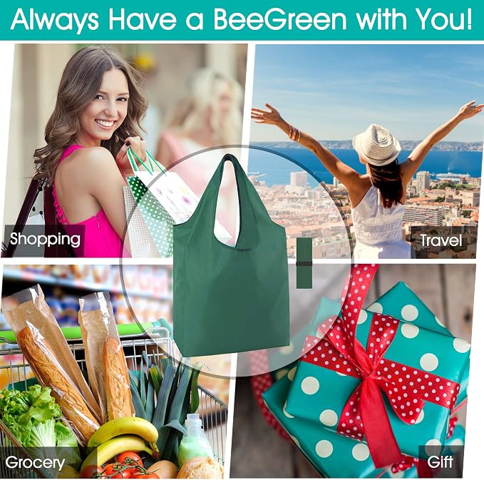 BeeGreen Reusable Bags for Shopping Machine Washable 12 Pack Xlarge Grocery - Image 7