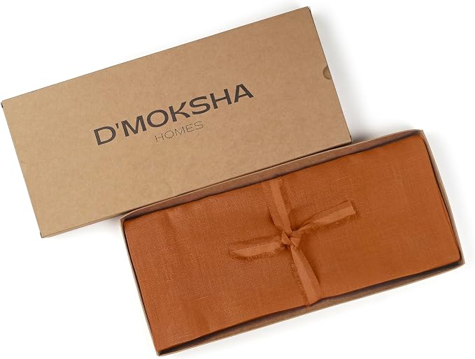 D'Moksha Homes Linen Rust Table Runner 120 Inches Long - Image 6