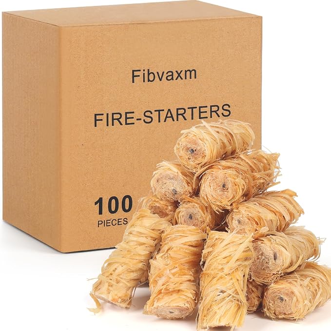 100 Counts Fire Starter, for Campfires, Fire Pit, Pizza Oven, Pellet Stove & by Fibvaxm