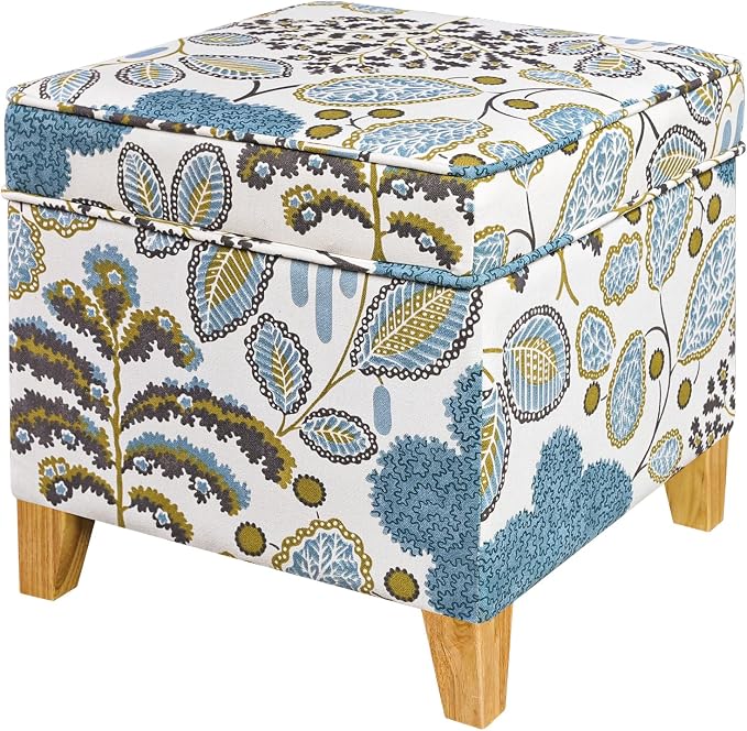 Adeco 18 Inch High Cube Ottoman Storage, Linen Chair Foot Stools, Upholstered - Image 4