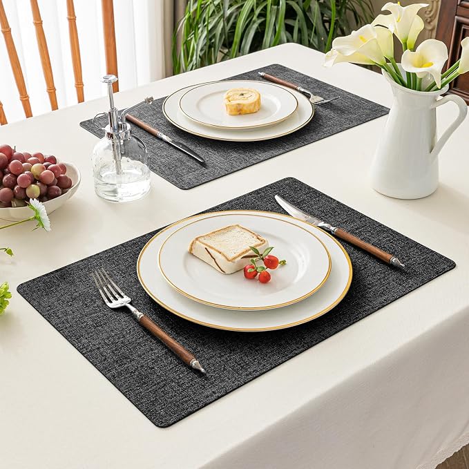 Romanstile Reversible Vinyl Placemats Set of 6, Faux Leather 100% Waterproof - Image 6