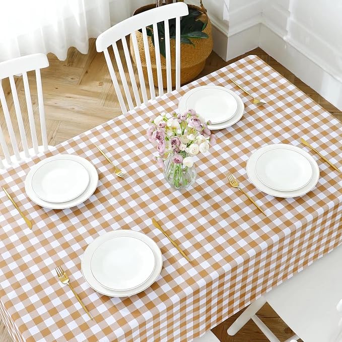 Romanstile Square Vinyl Tablecloth, 100% Waterproof Buffalo Gingham Plastic - Image 5