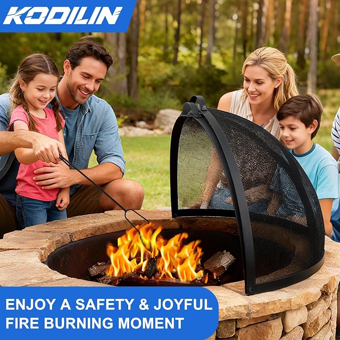 Kodilin Fire Pit Screen 36 Inch Round Fire Pit Spark Screen - Image 2