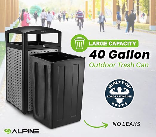 Alpine Outdoor Commercial Trash Can - Image 2