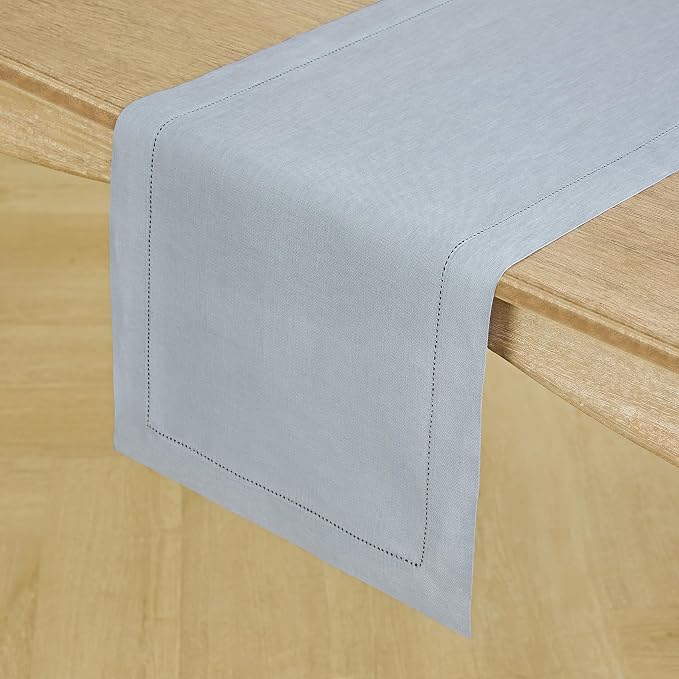 Solino Home Linen Dusty Blue Table Runner 90 Inches Long - Image 2