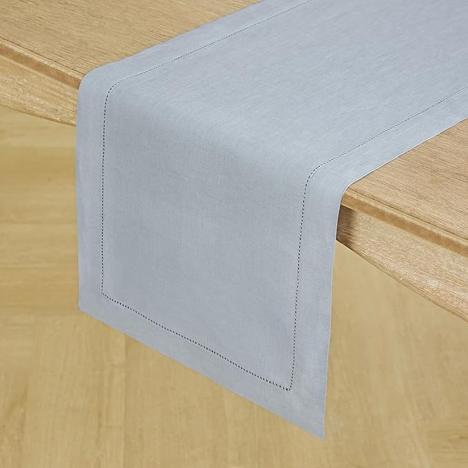 Solino Home Linen Dusty Blue Table Runner 72 Inches Long - Image 2