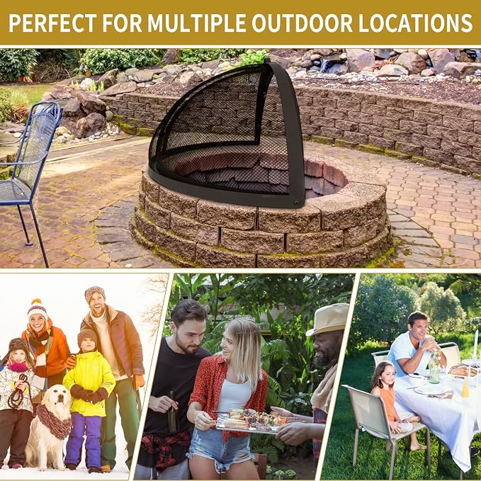 Outdoor Fire Pit Spark Screen Cover Accessory, 36In Patio Round Easy-Opening - Image 7