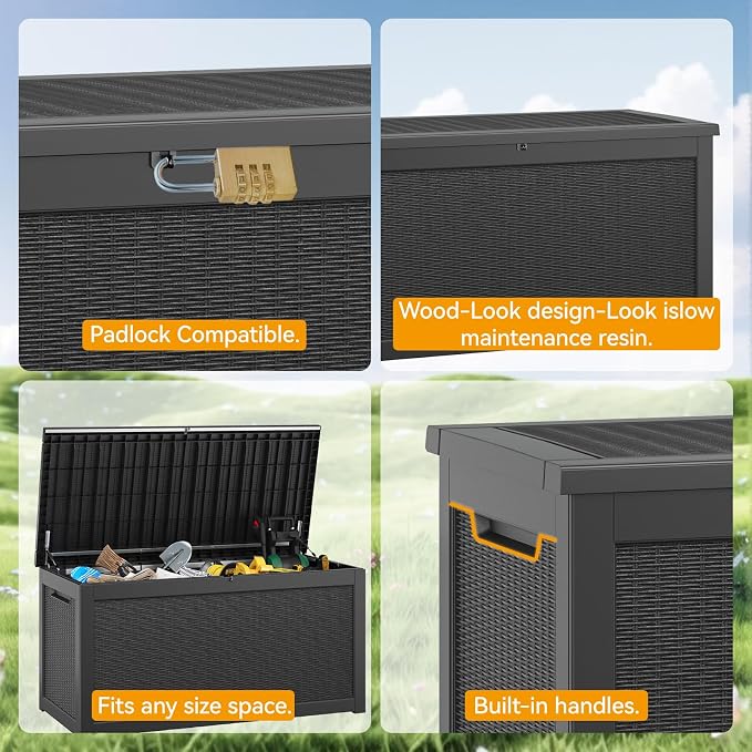 KAMABOKO 260 Gallon Outdoor Storage Box, Resin Deck Boxes Indoor and outdoor - Image 6