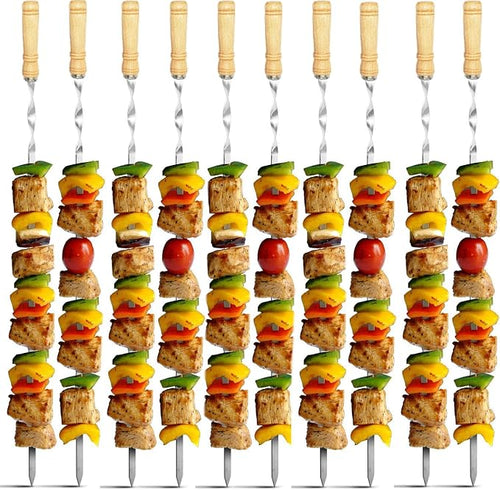 12 Pack Kabob Skewers BBQ Barbecue Skewers Stainless Steel Sticks 22 Inch Heavy - Image 2