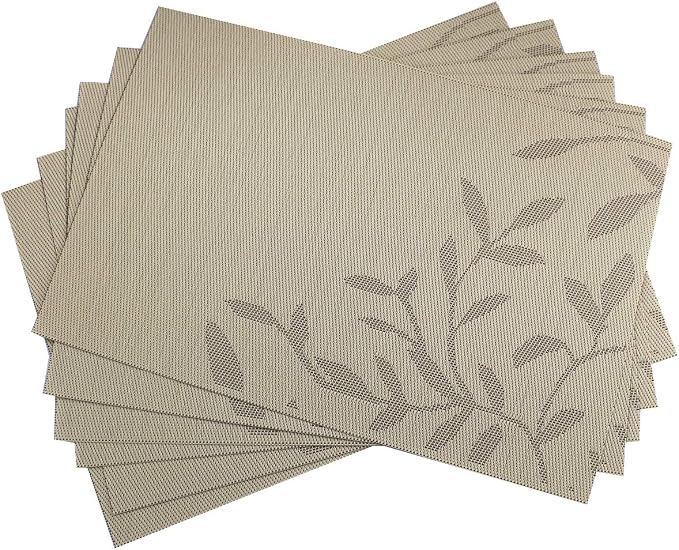Gugrida Place Mats PVC Set of 6, Table Placemats Set of 6 PVC Washable Woven by Unknown