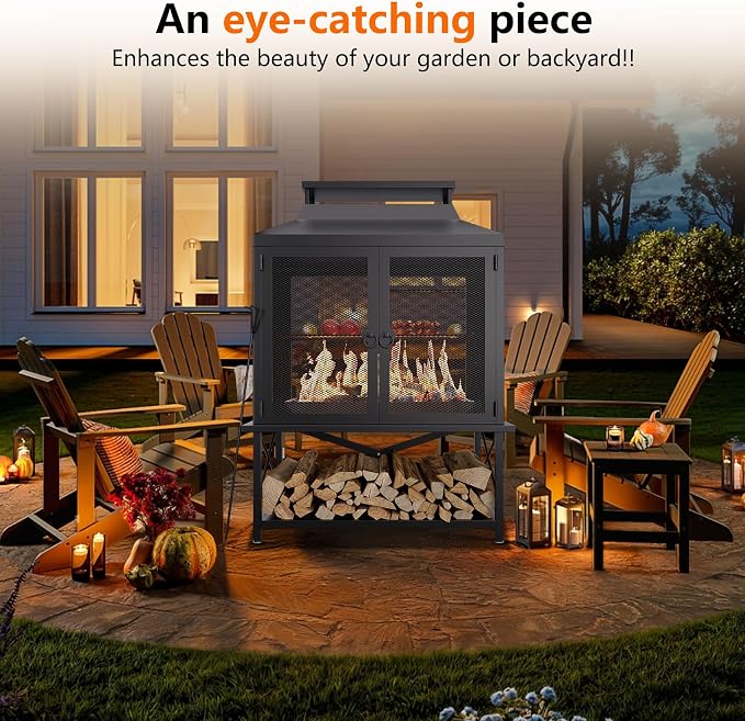 2-in-1 Metal Chiminea Fireplace - Image 9