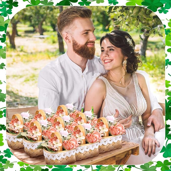 Geelin 12 Pcs Mini Flower Girl Basket Mini Woven Baskets - Image 5