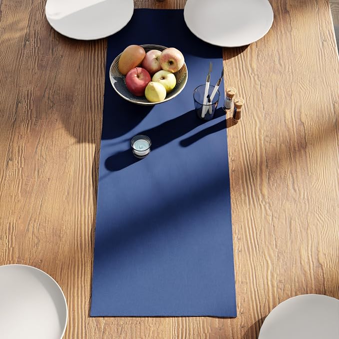 Encasa XO Table Runner 13"x36" Long | Cotton Canvas Fabric | Cobalt Solid Color - Image 3