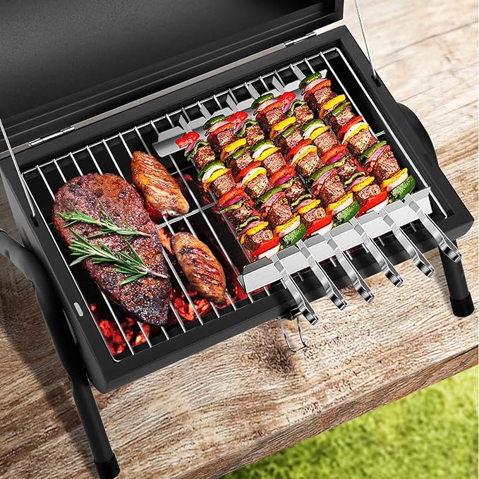 Portable Charcoal Grill, Tabletop Outdoor Barbecue Smoker, Small BBQ Grill - Image 4