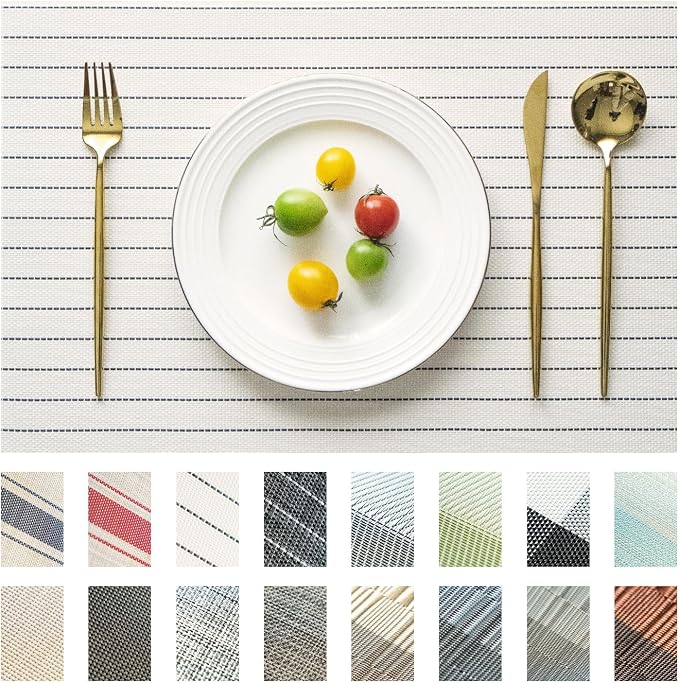 Placemats Set of 8 Vinyl/Plastic Woven Place Mats by Unknown