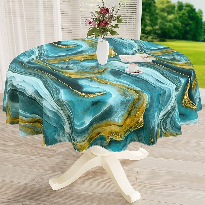misaya Round Waterproof Vinyl Table Cloth, Wipeable Tablecloth by misaya